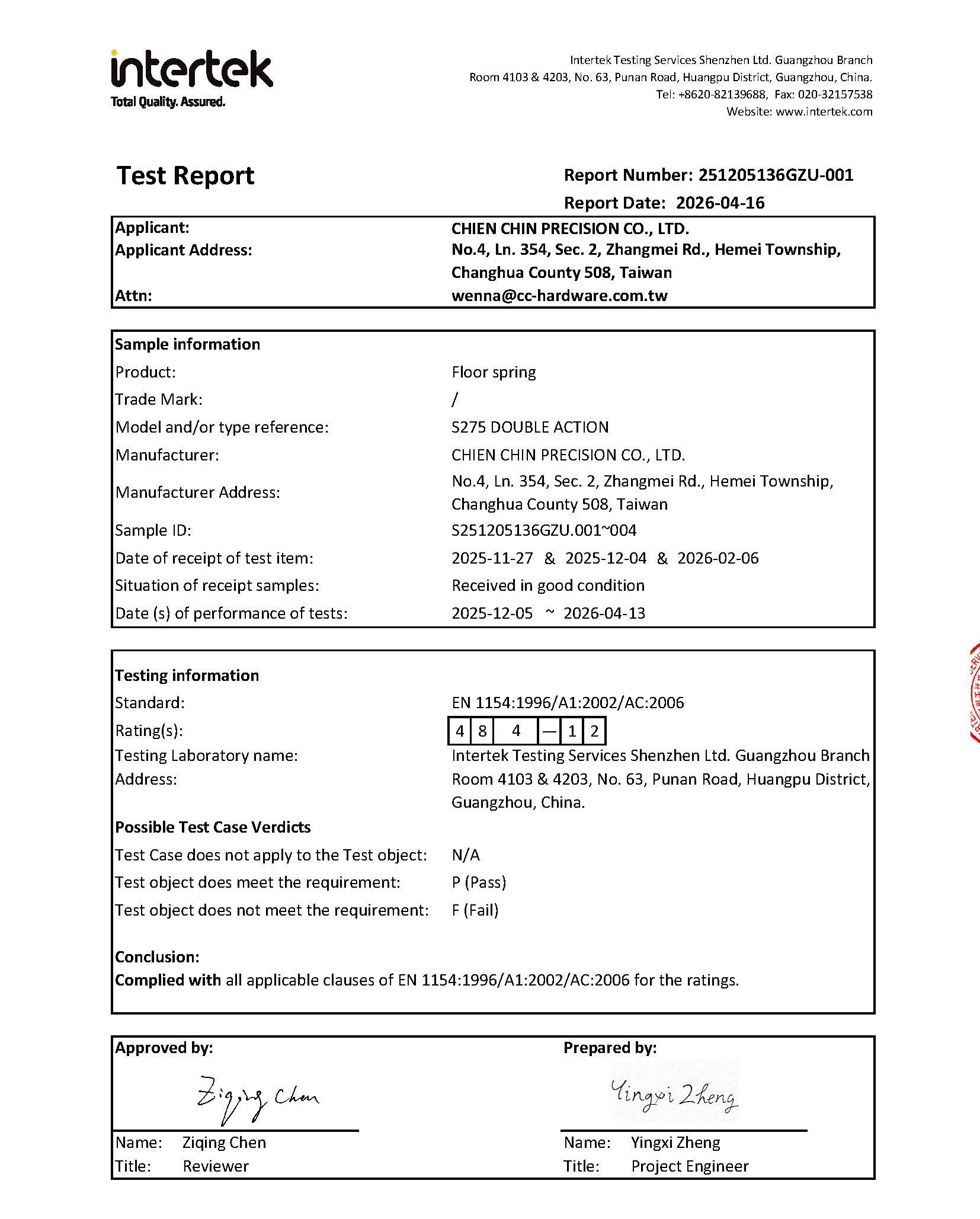 Floor Spring S275 Report