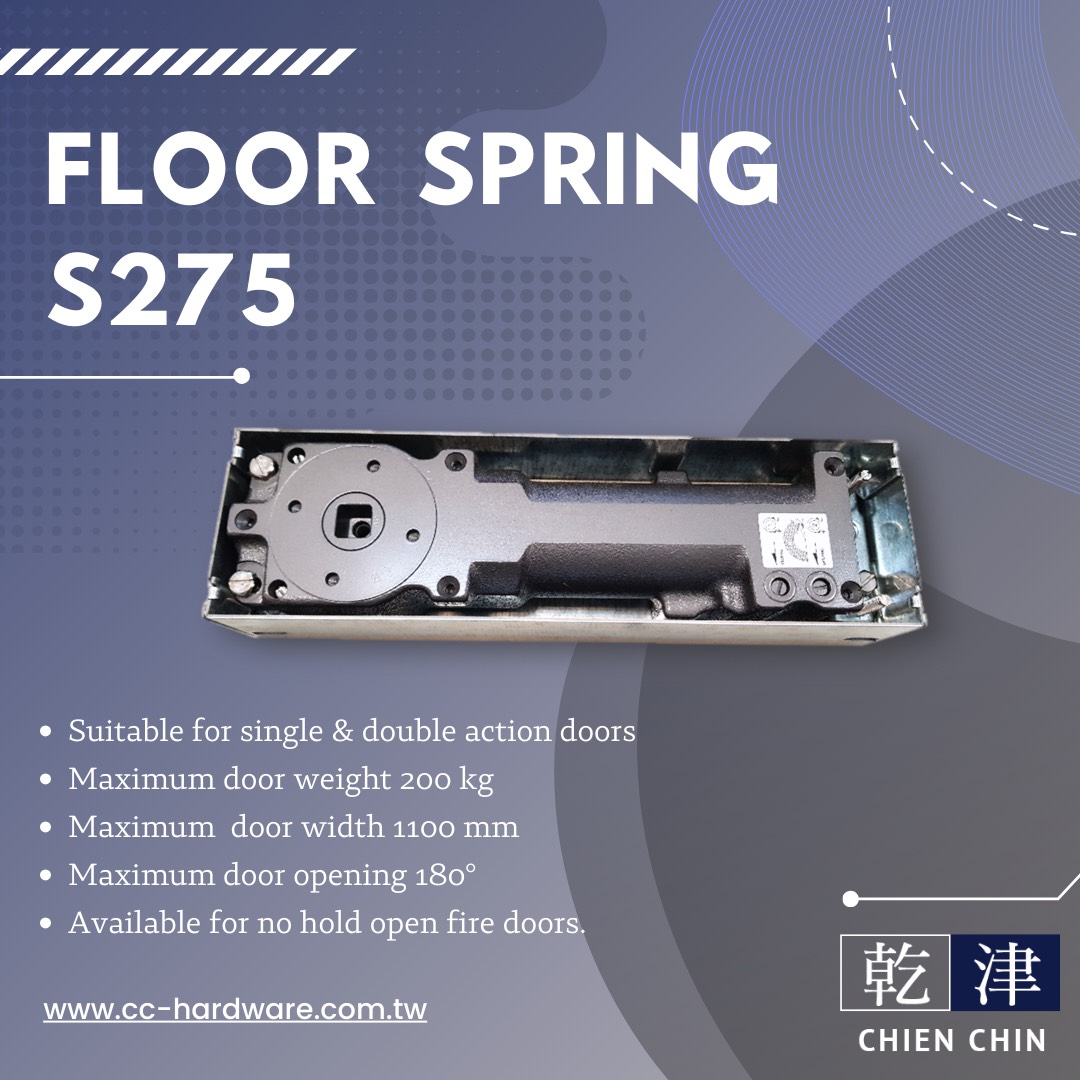 CHIEN CHIN S275 narrow-body heavy-duty floor spring for glass doors and limited installation spaces